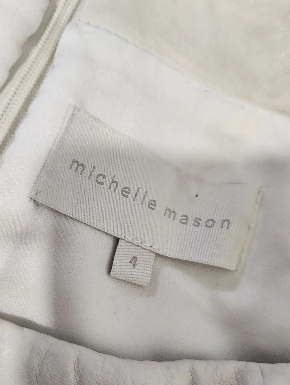 Michelle Mason White Leather Lambskin Mini Skirt Sz 4